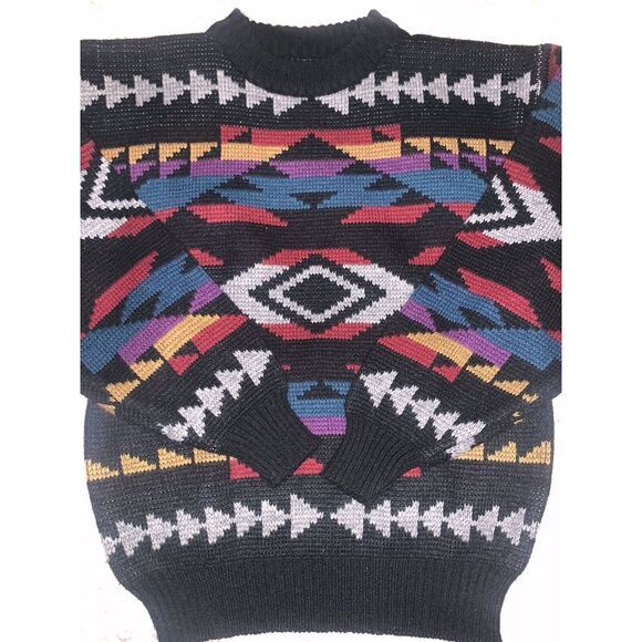 Vintage Michael Gerald Geometric Sweater  Boys L-16/18 Or Adult Small‎ 90s Retro - Picture 1 of 8